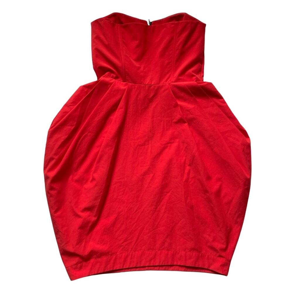 Hayden Harnett Blake Dress Strapless Tulip Pockets Red Zipper Front Red M GUC - Picture 3 of 11